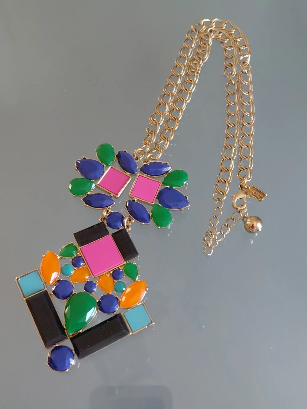 Kate Spade New York Colorblock Statement Necklace Gold Tone Multicolor Geometric